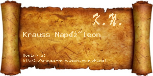 Krauss Napóleon névjegykártya